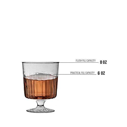 Elegant Clear Plastic Pedestal Wine Glasses - 8 oz. (Pack of 10) - Perfect for Celebrations, Gatherings, and Everyday Dining