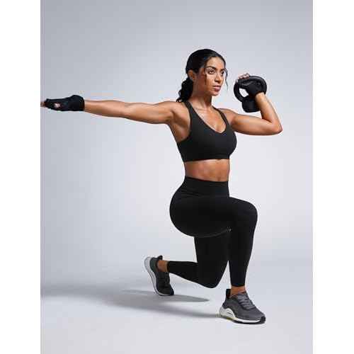 CRZ YOGA Butterbreeze Criss Cross Back Sports Bras for Women - V Neck Adjustable Straps Padded Workout Training Crop Top