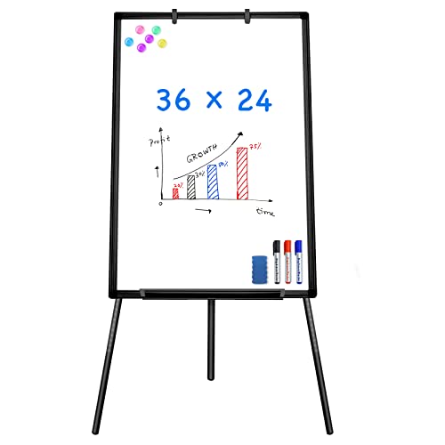 Easel Whiteboard - Magnetic Portable Dry Erase Easel Board 36 x 24 Tripod Whiteboard Height Adjustable Flipchart Easel Sta...