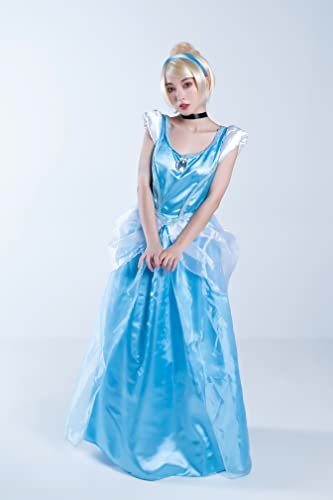 Disguise womens Cinderella Costume, Official Disney Princess Cinderella Deluxe Dress Adult Sized Costumes, Blue, Medium 8-10 US