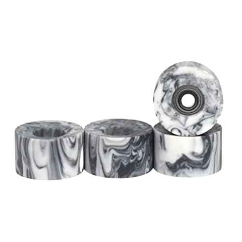 Teak Tuning Apex 71D Urethane Fingerboard Wheels - Cruiser Style, Bowl Shaped, 8.7mm Diameter - ABEC-9 Stealth Bearings - Made in The USA - Grey & White Swirl Colorway