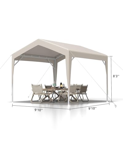 10 X 10 FT Pop Up Canopy, Outdoor Canopy Tent with Rust-Resistant Frame and Stabilizing Kit, Quick Setup Waterproof Portab...