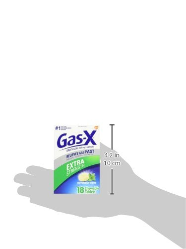 Gas-X Extra Strength Chewable Gas Relief Tablets with Simethicone 125 mg, Peppermint Creme - 18 Count (Pack of 4)