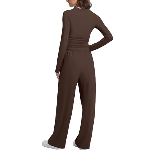 2 Piece Lounge Sets for Women Fall Outfits Long Sleeve Wide Leg Tracksuits Womens Casual Loungewear Two Pcs Matching Set
