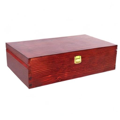 Creative Deco Red Wine Wooden Box Gift Storage | 2 Bottles | 13.77 x 7.87 x 3.93 in | Wood Holder Lacquer | Perfect Luxury Box for Christmas, Birthday, Wedding, Valentine’s Day, Anniversary