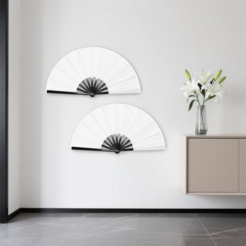 Huniruyo Large Clap Fans for Line Dancing Folding Hand Rave Fan Nylon Cloth Foldable for Line Dancing Festival Craft Dance...