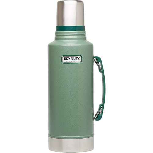 Stanley Heritage Classic Vacuum Bottle with Handle 2.0 qt | Wide Mouth with Leakproof Cup Lid | Keep Drinks Hot Cold for Travel | Insulated Stainless Steel Thermal Bottle | BPA-Free | Hammertone Green