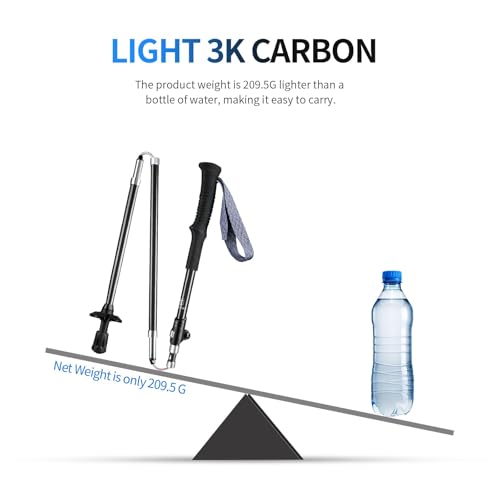 T-carbon Real Carbon Fiber Collapsible Hiking Poles,Lightweight Trekking Poles for Backpacking Foldable Hiking Poles (2 Po...