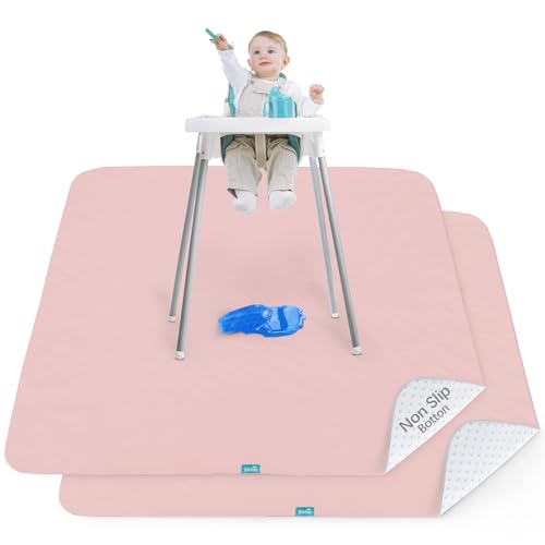 Splat Mat 2 Pack for Under High Chair & Arts & Crafts & Eating Mess, Waterproof 42''×46'' Baby Playtime Anti-Slip High Cha...