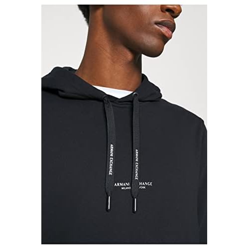Armani Exchange mens Pull-over Hooded Sweatshirt With Front Back Logo