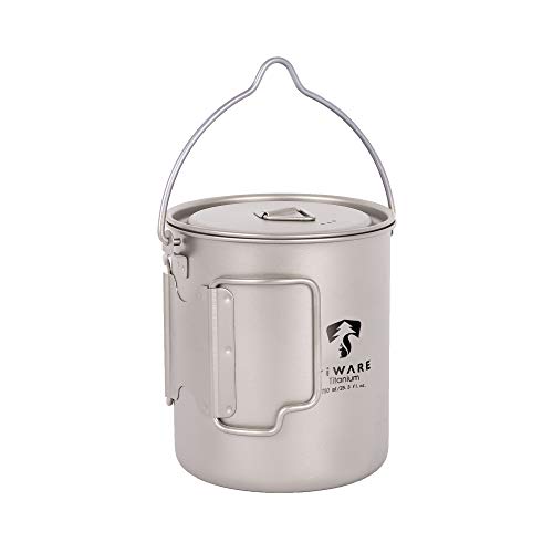 Titanium 750ml Multi Function Cup Pot Cookware Compact Cooking Set w. Folding Handles Ultra-Light Weight Durable w. Carryi...