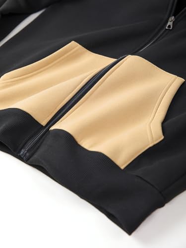 Men's Autumn Winter Colorblock Zipper Hoodie Jacket Top Colorblock Hat Sporty Travel Vacation Outdoor Commuting Camping