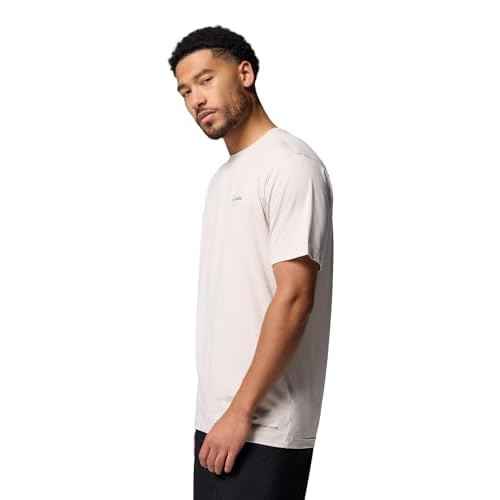 Columbia Mens Kwick Hike Back Graphic Short Sleeve Tee, Dark Stone Heather/Linescape, X-Small