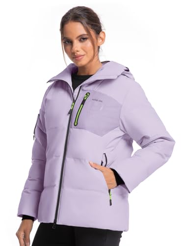 Jsslaik Women's Insulated Jacket Windproof Waterproof Thermal Hooded Ski Snowboard Coat with Multiple Pockets