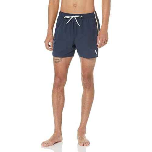 BOSS Men's Standard Solid Swim Trunk with Iconic Side Stripe
