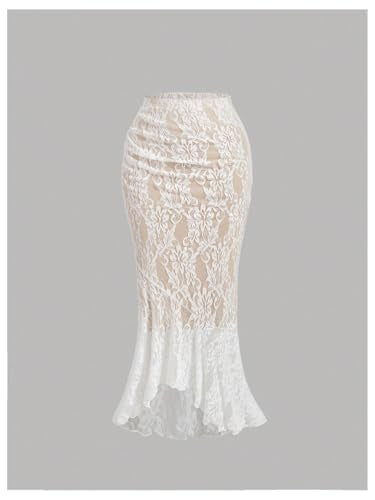 SOLY HUX Women's Floral Lace Skirt Set 2 Piece Sleeveless Top and Bodycon Fishtail Skirts Summer Coquette Outfits