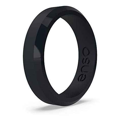 Enso Rings Bevel Thin Silicone Wedding Ring ? Hypoallergenic Unisex Stackable Wedding Band ? Comfortable Minimalist Band ? 5.08mm Wide, 2.16mm Thick