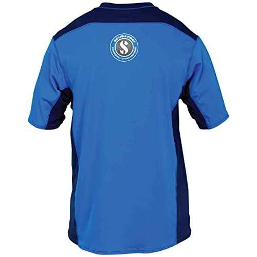 SCUBAPRO Men's Channel Flow UPF 50 Rash Guard Diving Shirt, Short-Sleeve, Aegean Blue