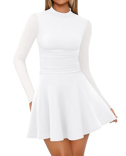 OFEEFAN Long Sleeve Dress Fall Homecoming Formal Party Club Mini Dresses Date Outfits