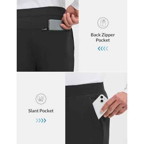 baleaf Men's 30" Fleece Lined Golf Pants Warm Winter Stretchy Casual Business Travel 3 Pockets