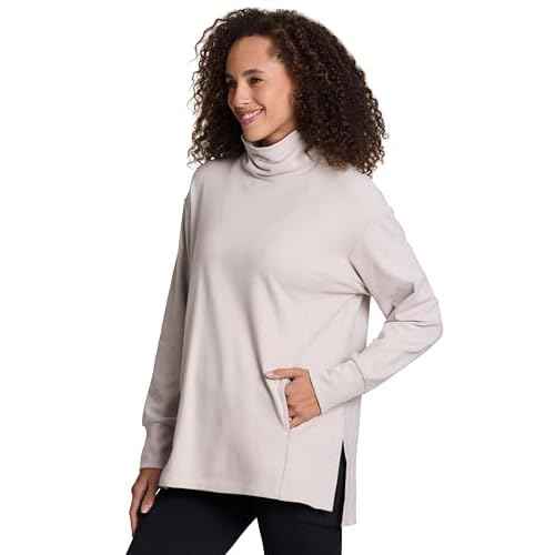 RBX Activewear Cowl Neck Sweater for Women, Lightweight Ultra Soft Plush Fleece Pullover Sweatshirt with Relaxed Fit