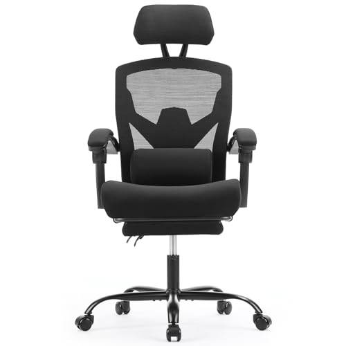 Sweetcrispy Office Computer Desk Chair, Ergonomic High-Back Mesh Rolling Work Swivel Chairs with Wheels, Comfortable Lumba...
