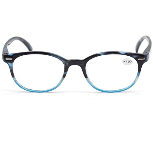 MODFANS Reading Glasses 2.5 Women 3 Pack Spring Hinge Fashion Round Stylish for Reading with Pouch