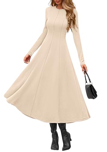 PRETTYGARDEN Cocktail Dresses for Women 2026 Elegant Classy Fall Long Sleeve Midi A Line Flowy Modest Winter Party Dress