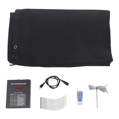 HUASSION LED Stage Star Backdrop, 13.1 * 13.1ft Foldable Velvet LED Stage Backdrop w/ DMX512 Remote Control, White Star Li...