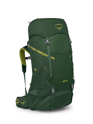 Osprey Ace 50L Kids' Backpacking Backpack, Green Canopy