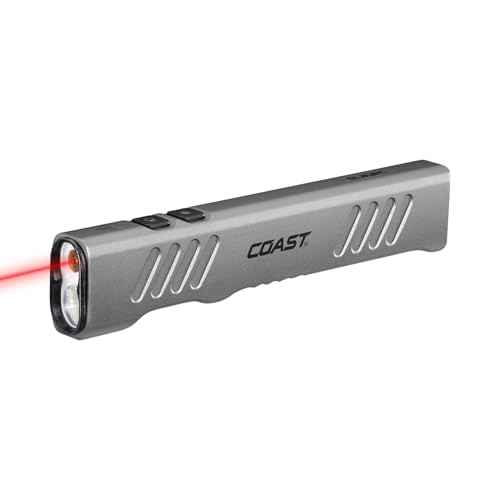 Coast Slayer Laser 1000 Lumen USB-C Rechargeable LED Flashlight with Pocket Clip - 5 mW Laser, 650 nm Wavelength