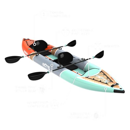 BOTE Koda Aero Inflatable 14' Foot Kayak Packable for Tandem Riders Adults Kids Family Friendly Blow Up Fishing MAGNEPod C...