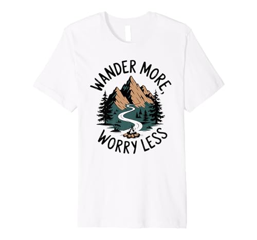 Camping Trip Wander More Motivational Mountain Camping Premium T-Shirt