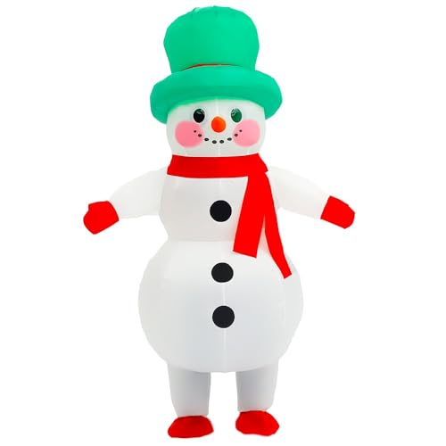 Rysotowy Inflatable Christmas Costume for Adults Funny Blow up Xmas Tree, Snowman, Santa Claus Costume Suit Xmas Outifit