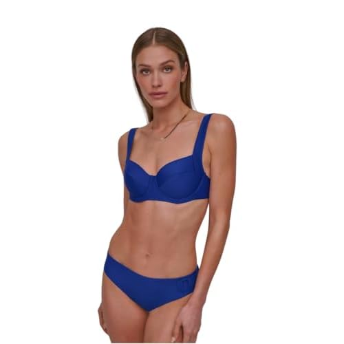 DKNY Women's Set ? Molded Bra Bikini Top & Low Rise Bottom with Ring Detail