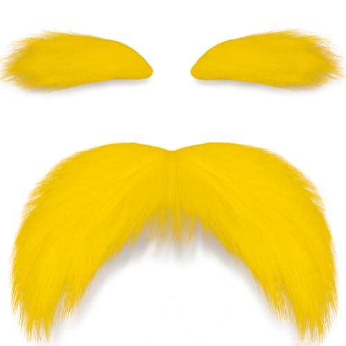 Shzbtdo Mustache and Eyebrows, Funny Cosplay Costume Accessories,Self Adhesive Fake Beard Mustaches Bushy Eyebrows 1