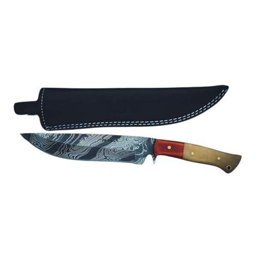 Perkin FBE111 Fixed Blade Hunting Knives with Sheath- Damascus Steel Handmade Full Tang Bushcraft Fixed-Blade Premium Knif...