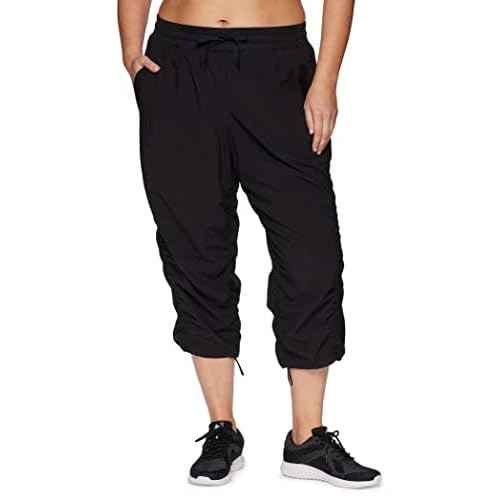 RBX Active Women's Plus Size Fashion Lightweight Woven Body Skimming Drawstring Capri Pant