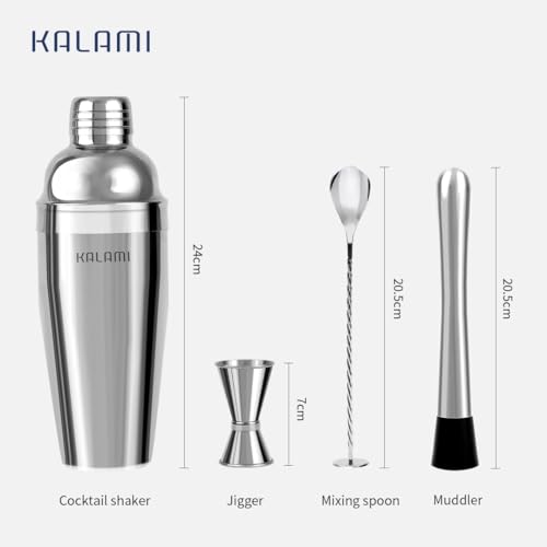 KALAMI Premium Cocktail Shaker Set, Beginner's 304 Stainless Steel Cocktail Kit. Martini Shaker Set with Cocktail Shaker, ...