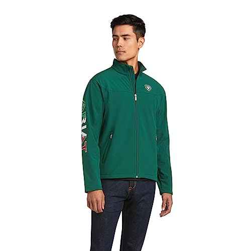 ARIAT Mens New Team Softshell Mexico Jacket Athletic Outerwear Casual Full Zip - Red