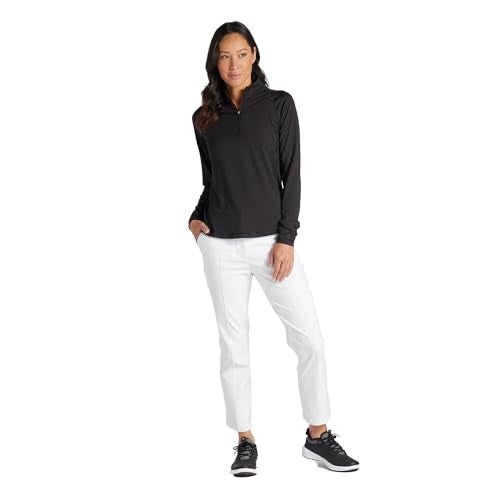 PUMA Women's You-V Solid 1/4 Zip, Black Shade, S