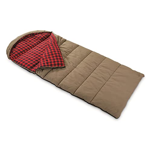 Guide Gear Canvas Hunter Sleeping Bag 0-Degree Fleece Lined Hooded for Adults Warm Winter Cold Weather Lightweight Portabl...