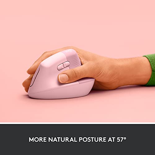 Logitech Lift Vertical Ergonomic Mouse, Wireless, Bluetooth or Logi Bolt USB Receiver, Quiet clicks, 4 Buttons, Compatible...