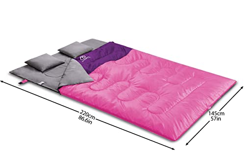oaskys Double Sleeping Bag for Adults with 2 Pillows - Queen Size XL Waterproof Sleeping Bag for All Season Camping Hiking...