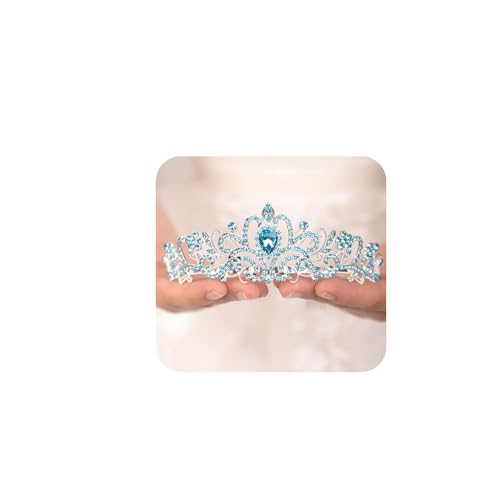 JWICOS Silver Tiara and Crown for Women - Elegant Light Blue Crystal Tiara Headband for Wedding, Prom, Birthday Party