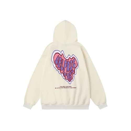 Aelfric Eden Graphic Hoodie Womens Oversized Hoodies Y2k Cute Heart Print Sweatshirt Streetwear Hooded Pullover