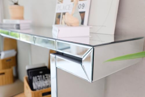 Henf Mirror Console Table for Living Room, 60 Inches Narrow Entryway Table Luxury Sofa Table Glass Hallway Accent Tables for Living Room, Entrance (Silver)