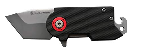 Smith & Wesson Benji 2.5in High Carbon S.S. Folding Keychain Knife with 1.75in Modified Tanto Blade and G10 Handle for Out...