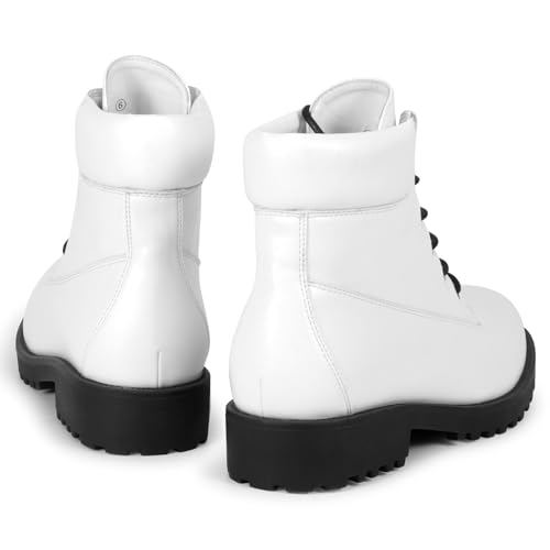 Heels Charm Women’s Ankle Booties Lace Up Non-Slip Combat Boots for Women 2 Inches Low Chunky Boots Round Toe Ankle Boots ...