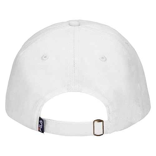 Fila Unisex Speed Logo Cotton Twill Slouch Adjustable Baseball Dad Hat (White)